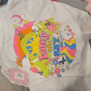 Rowdy Sprout White and Pink Graphic Tee